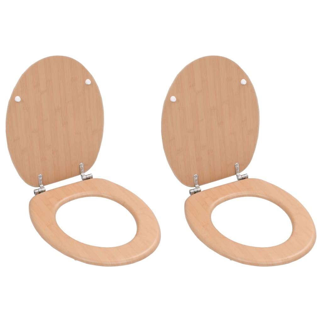 Ferretería, Fontanería, Ferretería para Accesorios de fontanería, Asientos de Inodoro WC 2 Piezas con Tapas Diseño de bambú MDF, Piezas, Inodoro