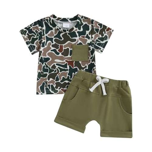 Image of Toddler Baby Boy Summer Outfit Short Sleeve Letter Print T Shirt Top and Casual Shorts Set Cute Infant Newborn Clothes