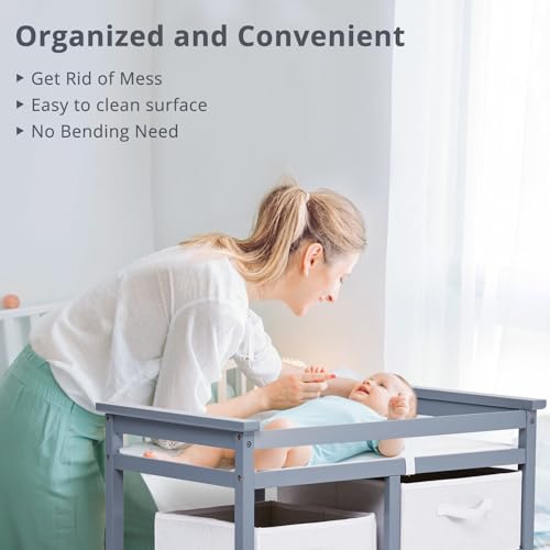 image for GAOMON Wooden Diaper Changing Table, Modern Baby Changing Table, Infan