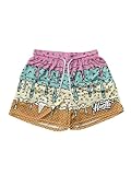 Floerns Men's Swim Trunks Drawstring Quick Dry Bathing Suit Hawaiian Swim Shorts Pink Khaki Large