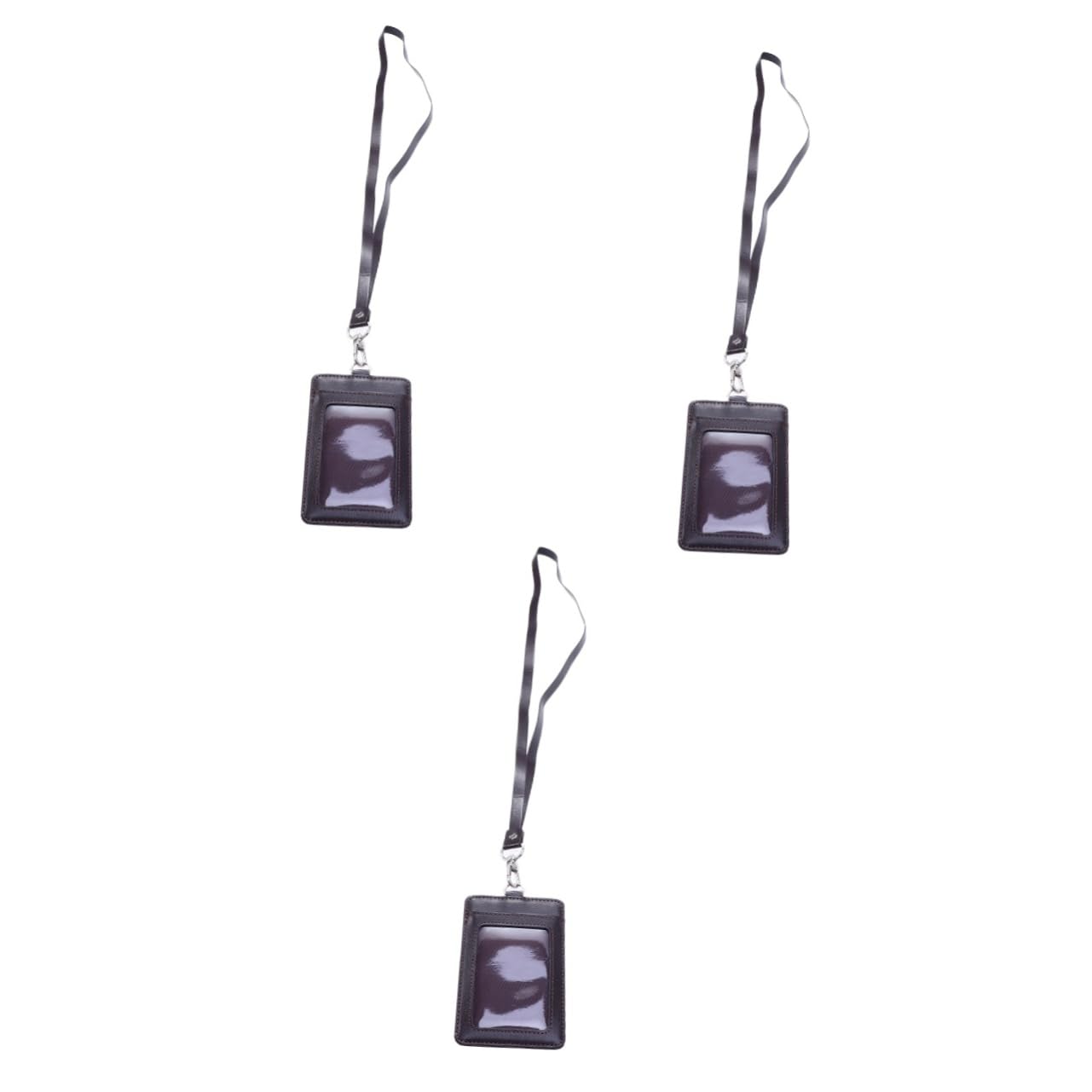 LALAFINA 3pezzi Porta Badge Verticale Pelle Con Laccetto e Clip Girevole Portacarte Id Pu Per Lavoro e Scuola
