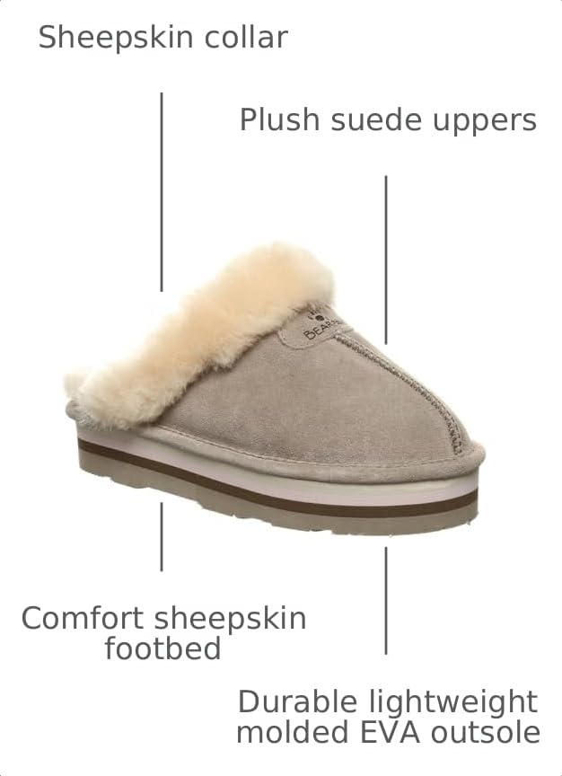 Image of BEARPAW Women's Retro Loki Slippers | Cozy Indoor & Outdoor Shoes, Warm Wool Blend Lining, Lightweight EVA Outsole, Indoor & Outdoor Comfort