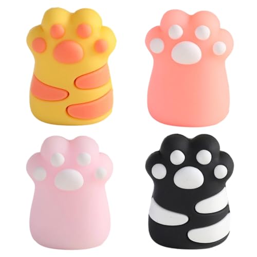 XUKZIMA Sacapuntas Kawaii de PVC (4 piezas), pequeño sacapuntas manual con forma de garra de gato, sacapuntas con depósito para suministros escolares y de oficina