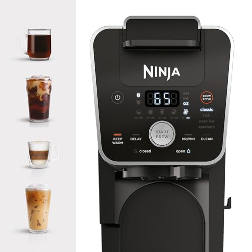 Ninja | Coffee Maker | DualBrew Single Serve System | 4 Brew Styles | Keep Warm Feature & Buit- In Frother | 14 Cup Glass Carafe & Removable 70oz Water Reservoir | Black | CFP451A