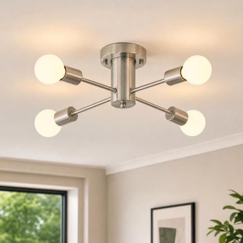 Sputnik Ceiling Light 4-Light Semi Flush Ceiling Lights Living Room Modern