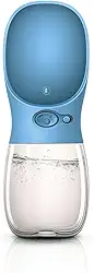 Garrafa Portátil para Hidratação Pet, 350ml, Dispensador de Água com Acionamento por Botão, Bebedouro Cães e Gatos Água Comedouro Anti Vazamento Ideal para Passeios e Viagens (Azul, 350 ML)