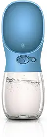 Garrafa Portátil para Hidratação Pet, 350ml, Dispensador de Água com Acionamento por Botão, Bebedouro Cães e Gatos Água Comedouro Anti Vazamento Ideal para Passeios e Viagens (Azul, 350 ML)