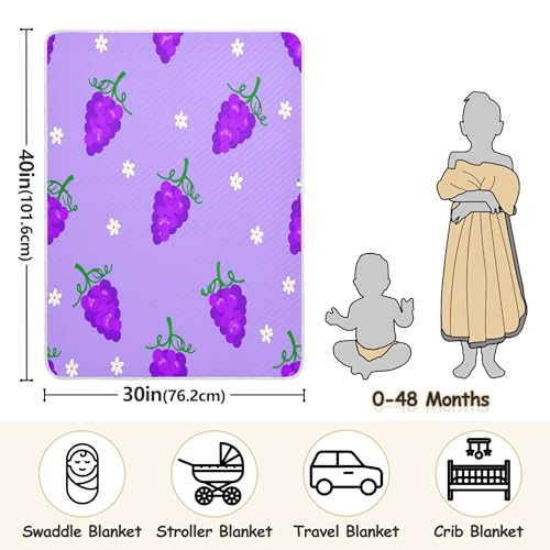 Burbuja Grape Baby Blanket for Boys Girls, Nursery Soft Warm Swaddling Receiving Baby Blankets, 30x40 in Toddler Blanket3