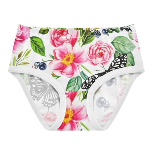Spring Floral Pink Peonies Panties Little Girl Girls Underwear Toddler Cotton Fun Print Underpants Briefs 2t