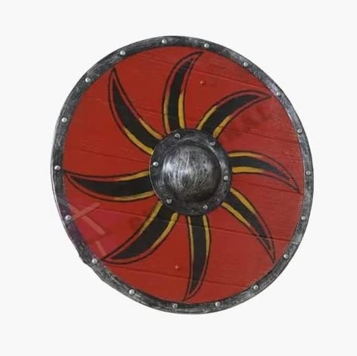 R.K GLOCAL ENTERPRISESMedieval Viking Wooden Shield Best Armour Product Collectibles Replica 24 Inch (Red/Black)