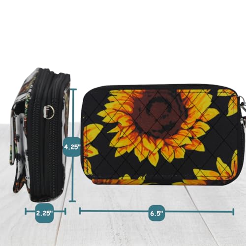 NGIL Canvas All-in-One Women’s Wristlet Wallet, Zippered Organizer Wallet for Travel, Cards, and Cash (Sunflower-Black)3