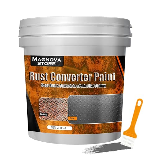 Image of Magnova 300gm Rust Converter Paint & Metal Primer, Water-Based Metallic Paint with Brush, Rust Remover Agent, Corrosion Protection, Long-Lasting Anti-Rust Coating for Interior and Outdoor Use (300 GM)