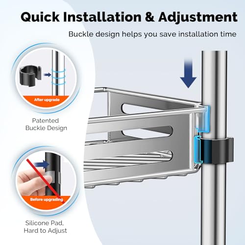 image for HAMITOR Corner Shower Caddy Tension Pole: Quick Installation 4-Tier Ru