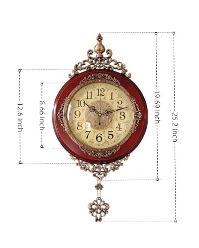 Image of Vintage Wall Clock for Living Room Decor,25 inchH x 13 inchW Analog Clocks Silent