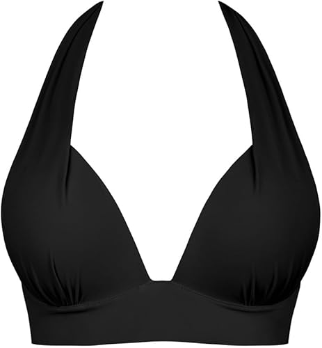 Miniatura 2 de Hilor Top de bikini push up para mujer, parte superior triangular sexy, traje de baño halter