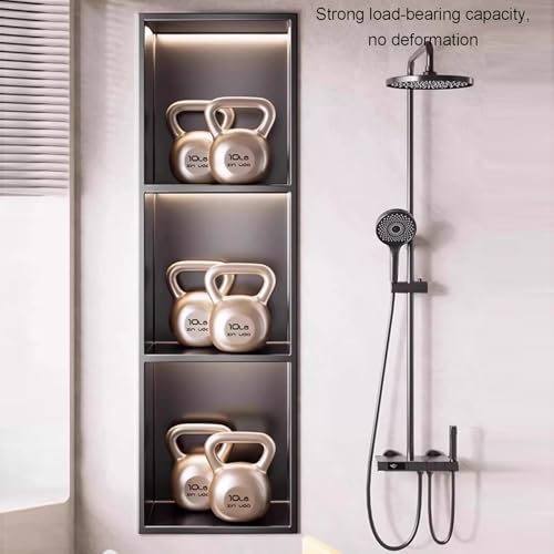 Douche en acier inoxydable anti rouille étagères intégrées noires - 8