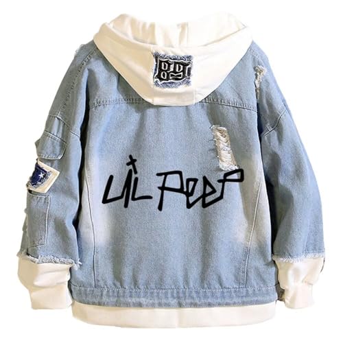 Image of KPOP Rapper Denim Jacket Jeans Love Printed Fashion Sport Hip Hop Hoodie