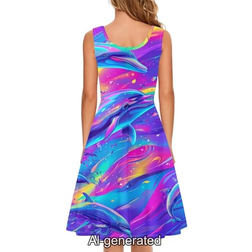 Image of Dreaweet Casual Sleeveless Dresses for Women Girls, Round Neck Tank Dresses with Pockets Summer Sundress Size XS-4XL