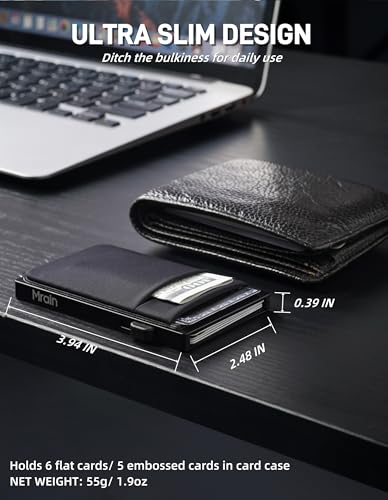 Slim Wallet for Men, Aluminum Credit Card Holder, Minimalist Metal Pop Up Wallet Black, RFID Blocking, Coin and Cash Pocket, Ultra Slim, Gift for Him3