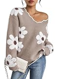 Kisscynest Sexy Off The Shoulder Sweater for Women Oversized Fuzzy Date Night Long Sleeve Fashion Comfy Winter Chunky Jumper Tunic Top Light G Taupe Medium