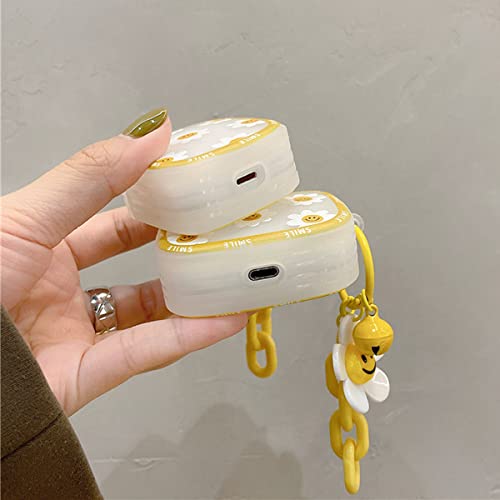 Cute Airpod Pro Case With Smile Daisy Flower Ornament Keychain Silicone Protective Cover Compatible With Airpods Pro For Women And Girls #TOP5