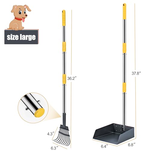 image for Niubya Pooper Scooper for Dogs, Metal Poop Scooper Tray and Rake Set w