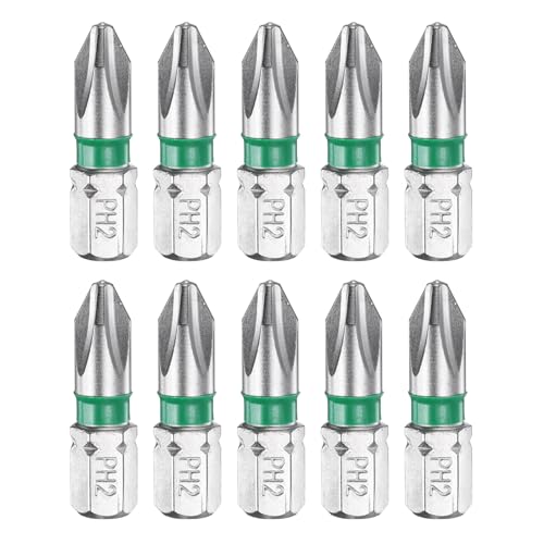 Image of sourcing map 10pcs Phillips Screwdriver Bit PH2 1/4" Hex Shank 25mm/1" Length Magnetic Cross Head Hex Bits S2 Steel Electric Screw Driver Bit
