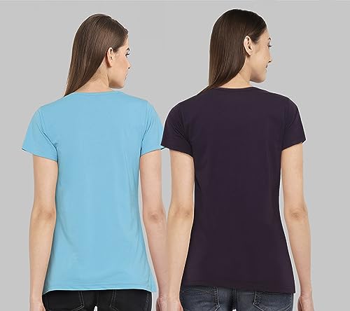 Image of Combo Women's T-Shirts, Cotton Half Sleeves Round-Neck Printed T-Shirt for Girls, & Women Tees (Pack of 2) 960-980-
