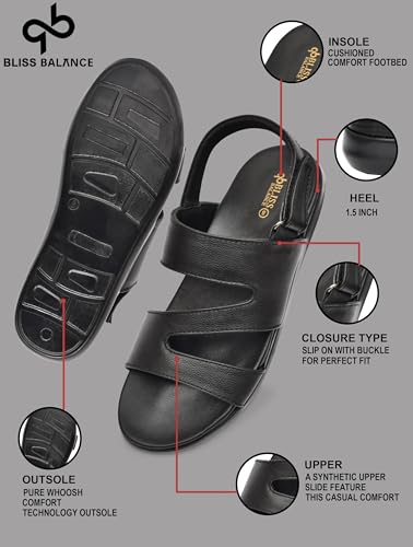 Image of Super Soft Ortho Friendly Adjustable Velcro strap Doctor Sandal & Cushioned Footbed Lightweight Anti-Slip Sole Casual Sandals in Dual Comfortable Stylish for Men BB1065
