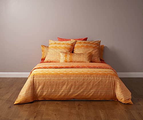 Foto von Bassetti Mako-Satin Bettwäsche-Garnitur Brunelleschi Farbe Mandarine O2 Größe 155x220+80x80
