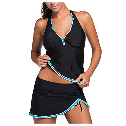 Voqeen Mujer Bañador con Cuello en V Sexy Bikin de Dos Piezas Falda de Playa Traje de baño