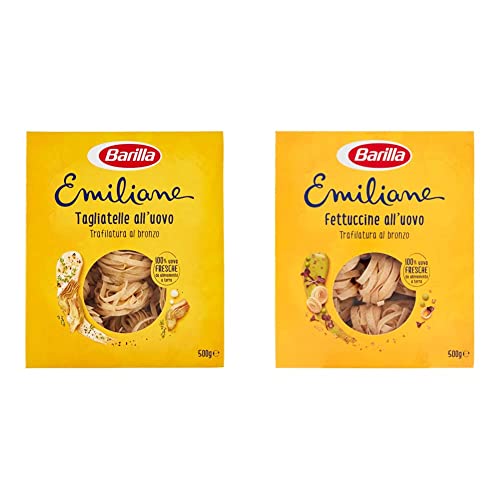 Barilla Pasta all'Uovo Le Emiliane Tagliatelle - 500 g & Pasta all'Uovo, le Emiliane Fettuccine, 500g
