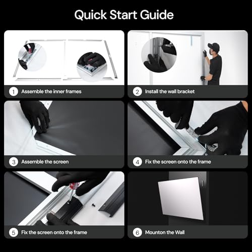 Image of Valerion 200-inch Fixed Frame Projector Screen, 1.3 dB Gain, 80% PQE, 4K /8K Ultra HD, 3D Wall Mount Projector Screen, Works with Long Throw, Short Throw & Ultra Short Throw Projectors