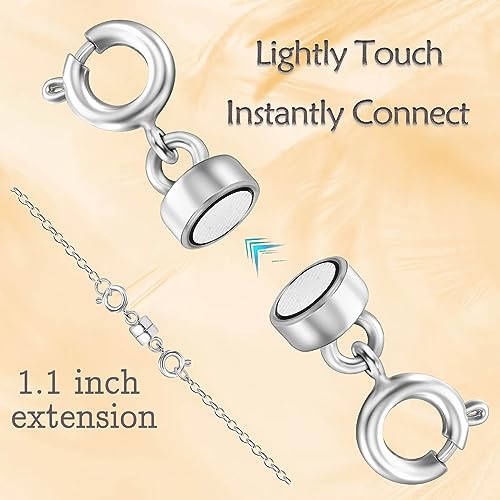 Qulltk Double Magnetic Necklace Clasps and Closures 14K Gold and Silver Bracelet Extender Jewelry Clasps Converters for DIY Jewelry Making