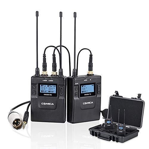 Best Cyber Deals 🔥 Wireless Lavalier Microphone, COMICA CVM-WM300C Professional UHF Lapel Microphone Kit for Video Recording, Conference, Speech, Canon Nikon Sony DSLR Cameras, Camcorders and Smartphones (1RX+1TX)