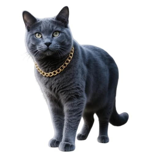 Cwyza Gold Cat Chain Collar Adjustable Cuban Link Necklace(Gold S)