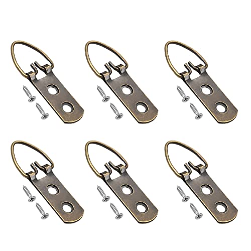 Image of MroMax 50PCS Ring Picture Frame Buckle 2.13 inch x 0.63 inch Bronze Tone Assortment Kit for Home Decoration Picture Frames Photo Hanging Solutions