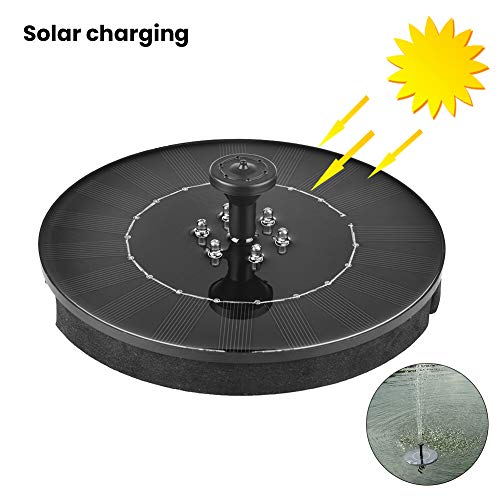 zqasales Solar Bird Bath Fountain Pump 2W Waterproof LED Solar Panel with Submersible Pump for Bird Bath Garden Fountain (Black with LED)