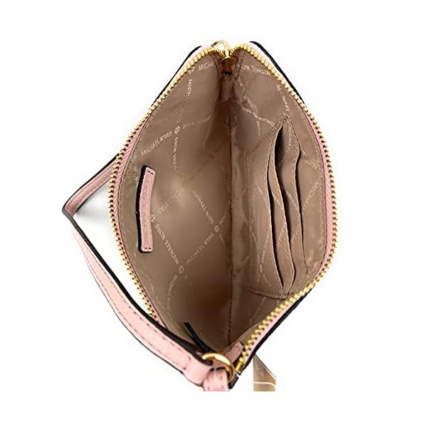 Michael Kors Jet Set Travel Large Top Zip Signature PVC Wristlet Clutch (brown/blush)