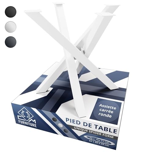 CM Furniture Pied de Table Basse Blanc Unique Mikado Spider Araignee Form Pietement pour Plateaux...