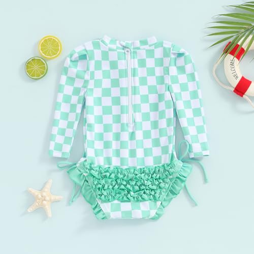 MAYUMMPY Toddler Baby Girls Bikini Beach Swimwear Zipper Swimsuit UPF 50+ Rash Guard One Piece Long Sleeve Bathing Suit - Image 8