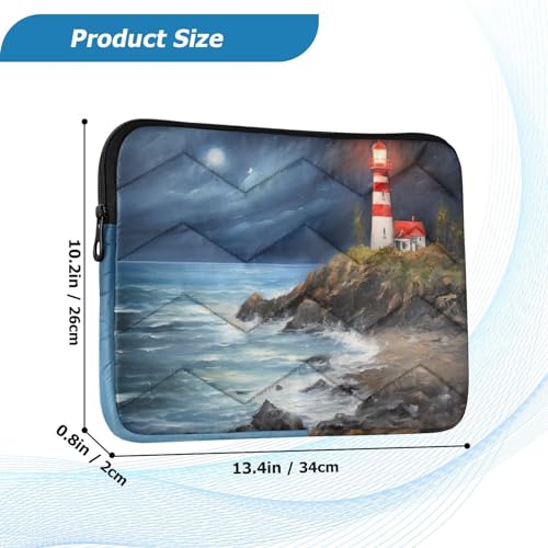Funda para portátil 13-14 pulgadas con pintura de faro impermeable miniatura 3
