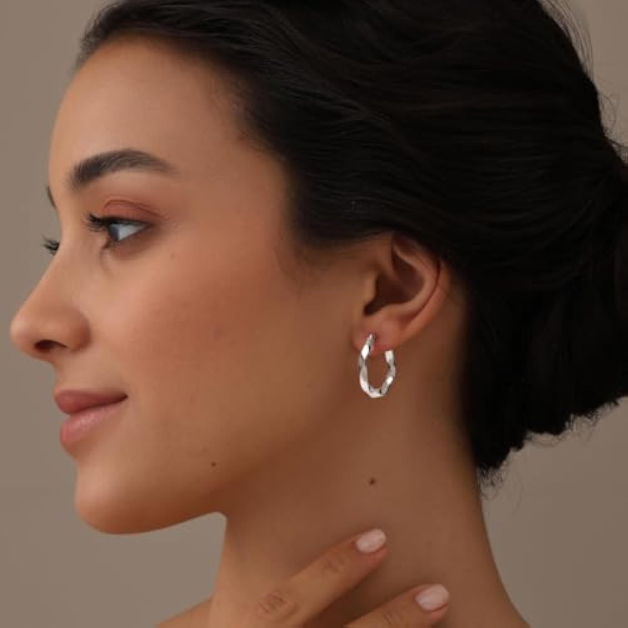 Women's 925 Sterling Silver Classic Twisted Hoop Earrings
