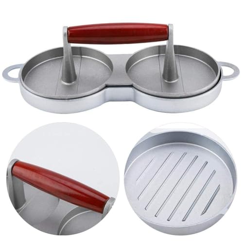 Image of Hamburger Press Patty Maker Mold Round Shape Burger Tikki Press Mold for Making Burger Patty | Stainless Steel Surface with Bottom Groove Design Rice Cake and Aloo Tikki Mold Press