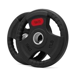 Tri Grip Weight Plates – Cast Iron, Rubber Coated Barbell Plates (1.25kg–25kg) for Home Gym Strength Training, Weight Lifting, Powerlifting & Muscle Building