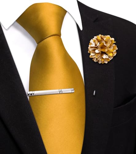 Image of Hi-Tie Pretied Boys Ties Solid Color Kids Adjustable Necktie Lapel Pin Clip Set Age 8-12 Wedding School Graduation