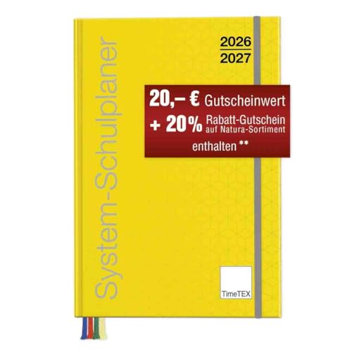 TimeTEX System-Schulplaner A4-Plus Gelb - Schuljahr 2026-2027 - Lehrerkalender - Lehrertimer - 10750 - mit breitem Verschlußgummi