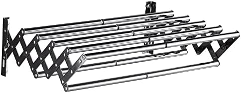 Stainless Steel Wall-Mounted Accordion Drying Rack, Expandable 7 Bar Collapsible Clothes Air Dryer, Retractable Design（Drying Rack,48-77cm）