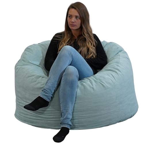 Bananair - Pouf Poire Géant Velours Côtelé, Fabriqué en France - Fauteuil Pouf XXL Remplissage Mousse, Généreusement Rembourré, 100% Confort & Douceur - Idéal Salon, Chambre Adulte, Ado (100 cm, Vert)