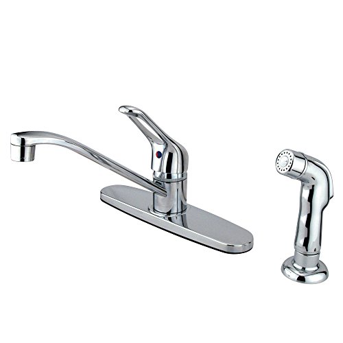 Wyndham  Single Handle Center Kitchen Faucet with Chrome Sprayer, 8-Inch, Polished Chrome - Elements of Design EB562SP